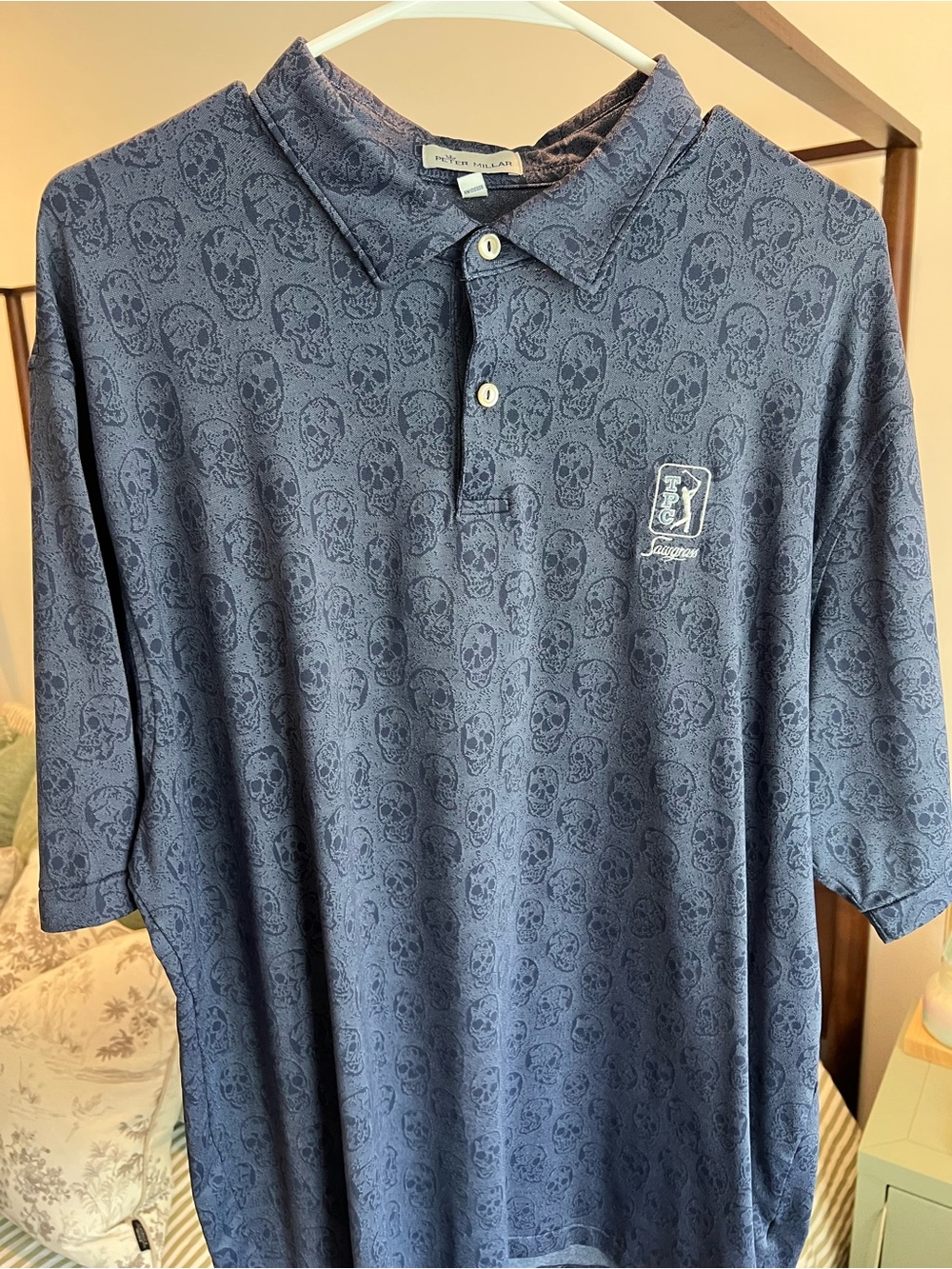 Peter Millar Men’s Navy Skull-Print Polo TPC Sawgrass XL